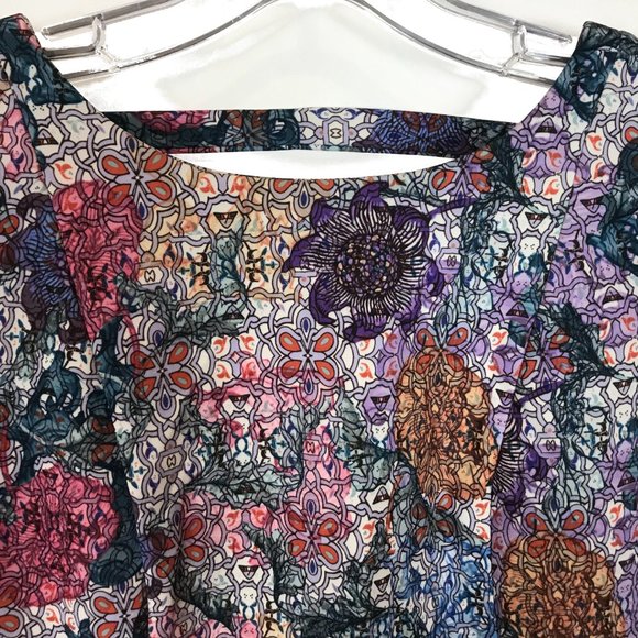 NWT Womens Size 10 H&M Multicolor Floral Mosiac Print Fitted Bodycon Dress - Picture 2 of 4